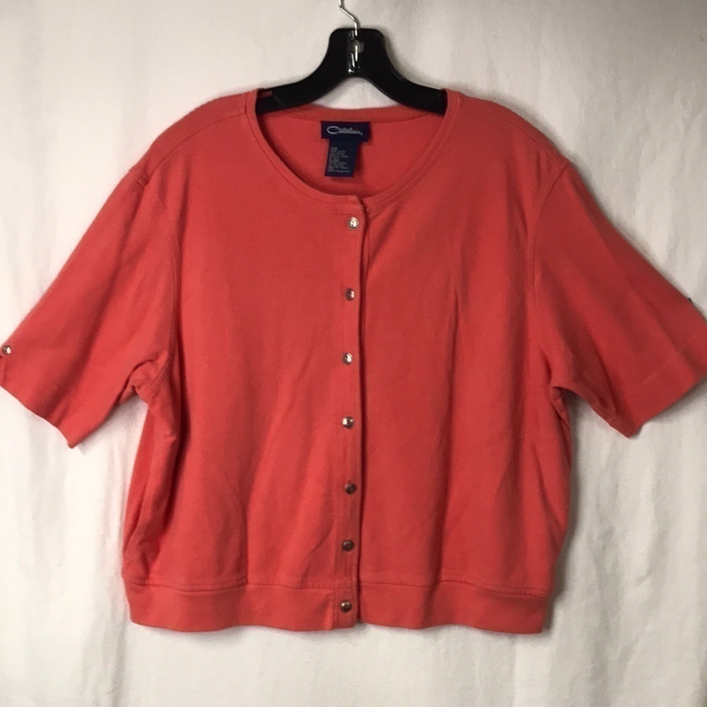 Catalina Women’s Button Down Top with Side Pockets in Coral color Size 12/14